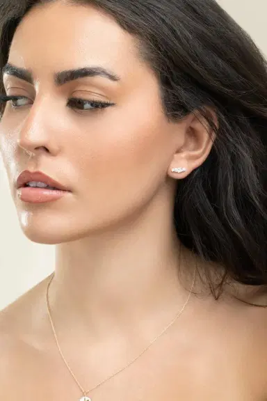 Sydney Evan Diamond Cocktail Bar Stud Earrings | Thumbnail 3