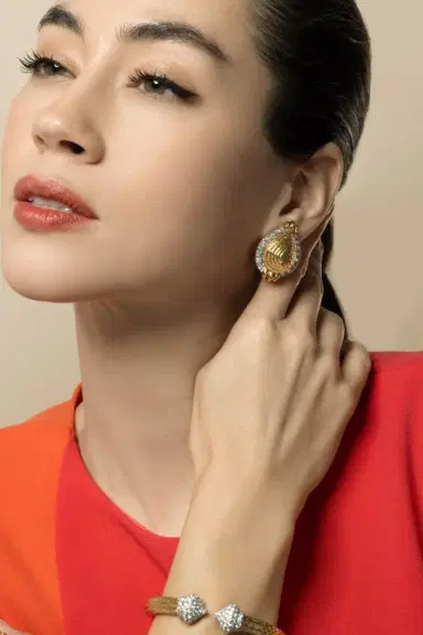 DAVID WEBB Diamond Concentric Pear Earrings | Thumbnail 2 DAVID WEBB Diamond Concentric Pear Earrings | Thumbnail 2