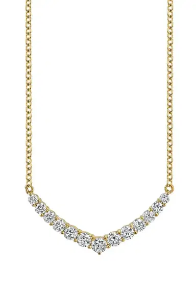 Anita Ko Diamond Curved V Pendant Necklace | Thumbnail 1