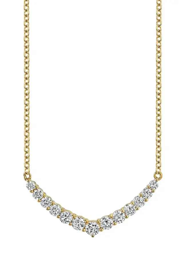 Anita Ko Diamond Curved V Pendant Necklace