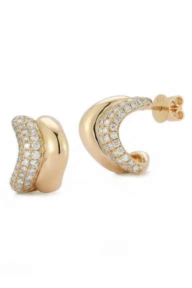 DANA REBECCA DESIGNS Diamond Cynthia Rose Huggie Earrings | Thumbnail 1