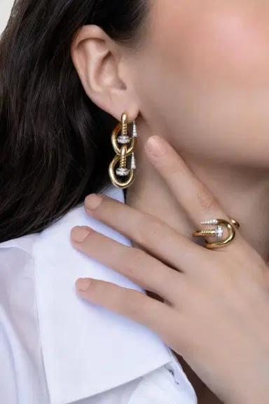 DAVID WEBB Diamond Double Bent Nail Earrings | Thumbnail 2 DAVID WEBB Diamond Double Bent Nail Earrings | Thumbnail 2