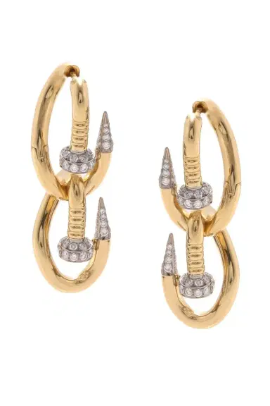 DAVID WEBB Diamond Double Bent Nail Earrings | Thumbnail 1 DAVID WEBB Diamond Double Bent Nail Earrings | Thumbnail 1