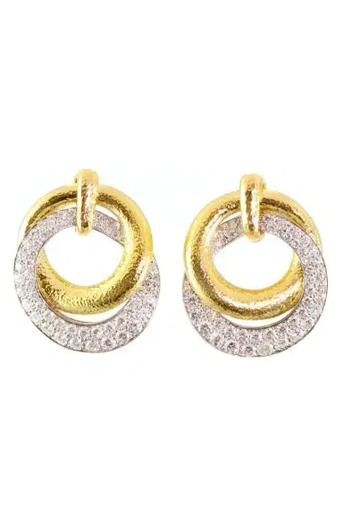 DAVID WEBB Diamond Double Hoop Earrings | Thumbnail 1