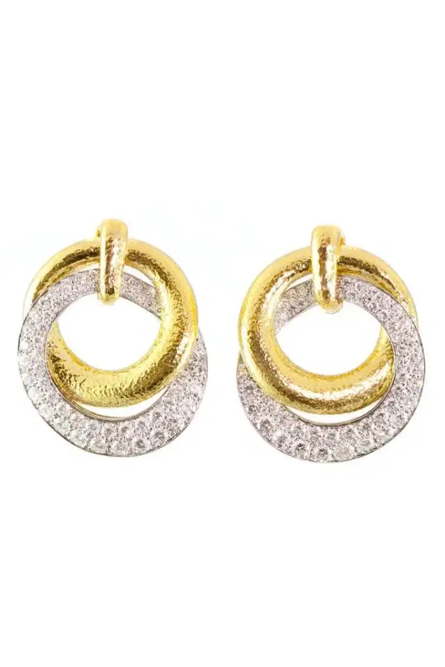 DAVID WEBB Diamond Double Hoop Earrings