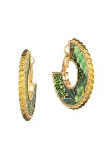 Silvia Furmanovich Diamond Double Miniature Painting Hoop Earrings | Thumbnail 1 Silvia Furmanovich Diamond Double Miniature Painting Hoop Earrings | Thumbnail 1