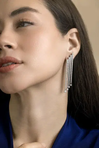 STEFERE Diamond Drop Earrings | Thumbnail 3