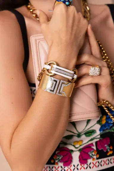 DAVID WEBB Diamond Electra Hammered Cuff Bracelet | Thumbnail 2