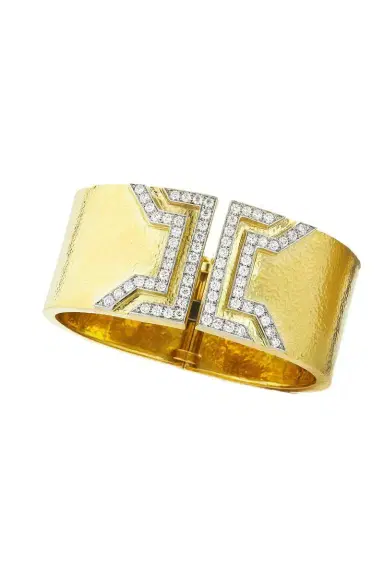 DAVID WEBB Diamond Electra Hammered Cuff Bracelet | Thumbnail 1