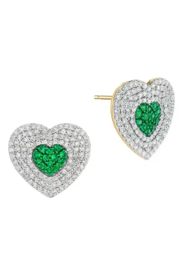PHILLIPS HOUSE Diamond Emerald Infinity Heartbeat Stud Earrings | Thumbnail 1 PHILLIPS HOUSE Diamond Emerald Infinity Heartbeat Stud Earrings | Thumbnail 1