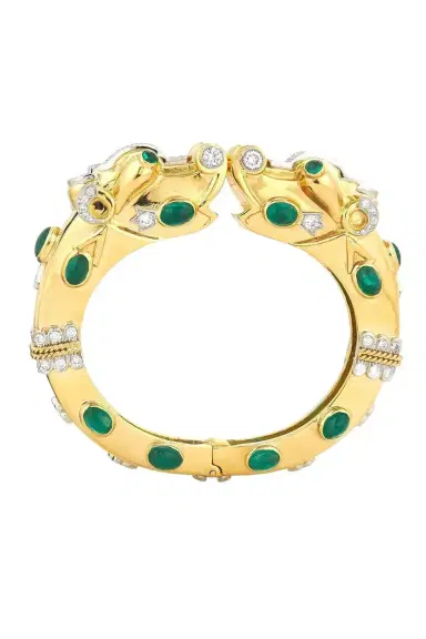 DAVID WEBB Diamond Emerald Makara Bracelet | Thumbnail 1 DAVID WEBB Diamond Emerald Makara Bracelet | Thumbnail 1