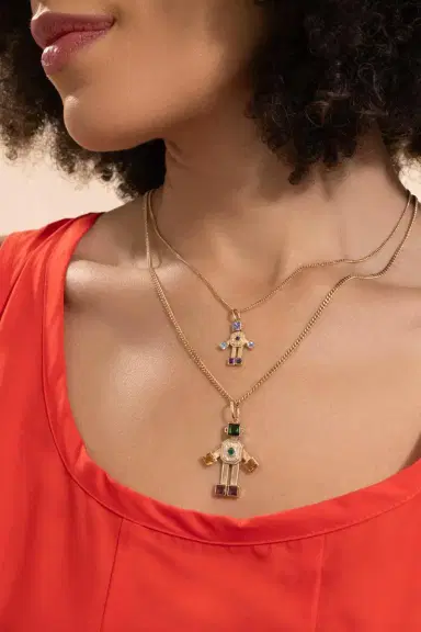 VAN Diamond Emerald Tourmaline Midi Bespoke Disco Robot Pendant | Thumbnail 2 VAN Diamond Emerald Tourmaline Midi Bespoke Disco Robot Pendant | Thumbnail 2