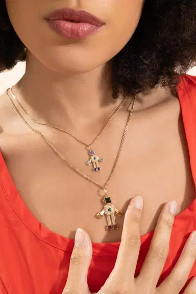 VAN Diamond Emerald Tourmaline Midi Bespoke Disco Robot Pendant | Thumbnail 3 VAN Diamond Emerald Tourmaline Midi Bespoke Disco Robot Pendant | Thumbnail 3