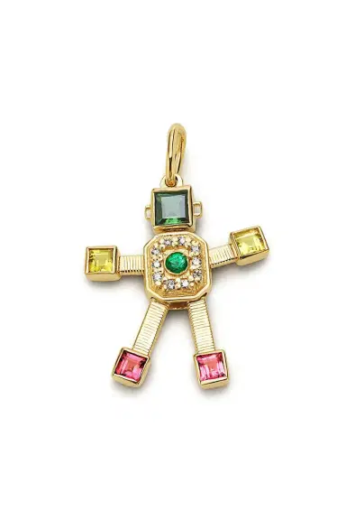 VAN Diamond Emerald Tourmaline Midi Bespoke Disco Robot Pendant | Thumbnail 1 VAN Diamond Emerald Tourmaline Midi Bespoke Disco Robot Pendant | Thumbnail 1