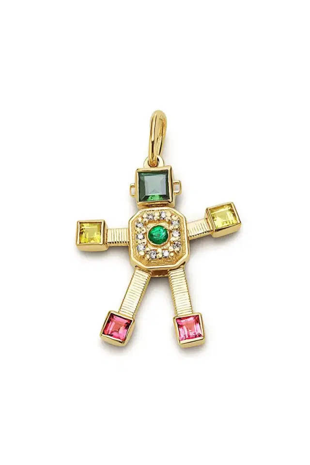 VAN Diamond Emerald Tourmaline Midi Bespoke Disco Robot Pendant