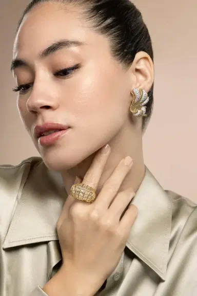 VERDURA Diamond Fan Earrings | Thumbnail 2