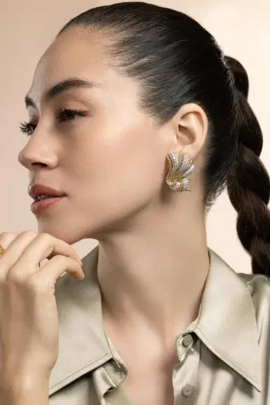 VERDURA Diamond Fan Earrings | Thumbnail 3