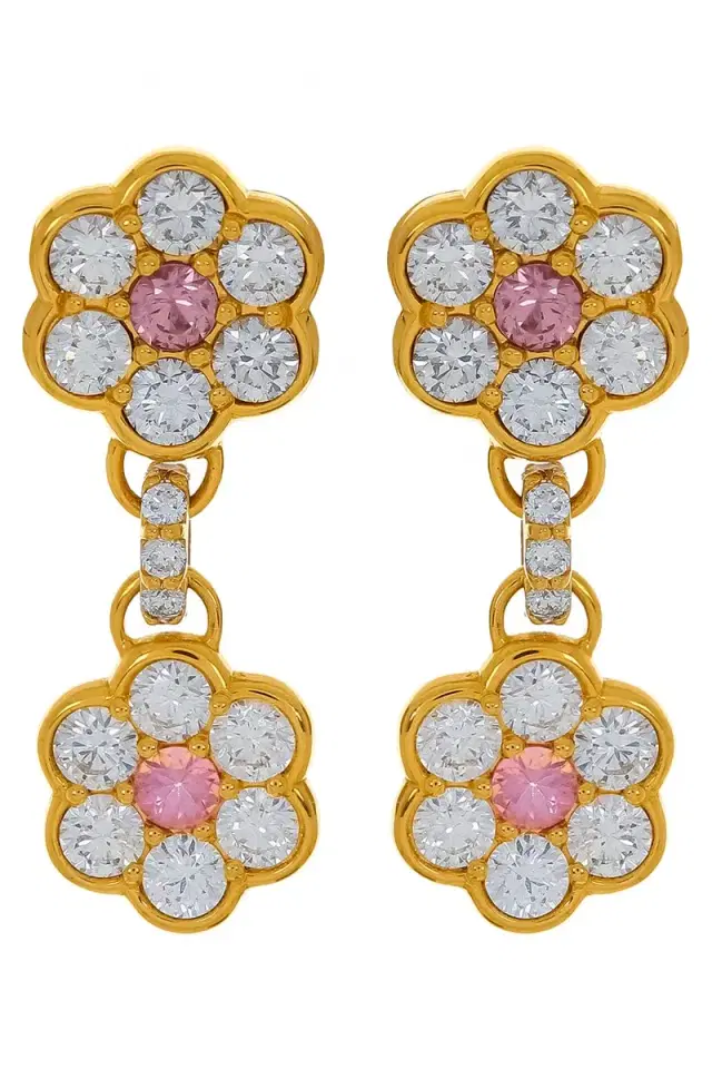 BUDDHA MAMA Diamond Flower Drop Earrings