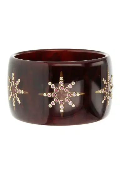 MARK DAVIS Diamond Garnet Burgundy Bakelite Bangle | Thumbnail 1 MARK DAVIS Diamond Garnet Burgundy Bakelite Bangle | Thumbnail 1
