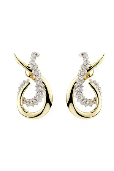 YEPREM Diamond Golden Strada Drop Earrings | Thumbnail 1 YEPREM Diamond Golden Strada Drop Earrings | Thumbnail 1
