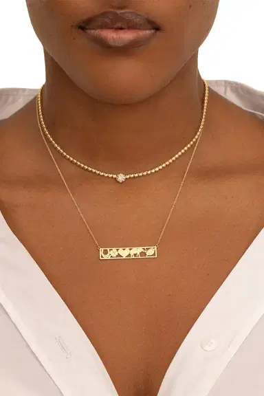 Jennifer Meyer Diamond Good Luck Bar Necklace | Thumbnail 2
