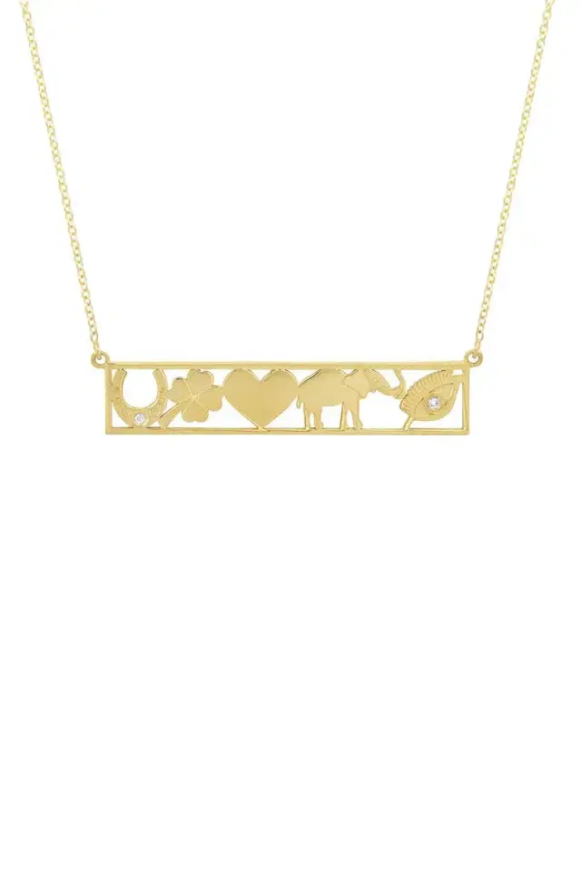 Jennifer Meyer Diamond Good Luck Bar Necklace