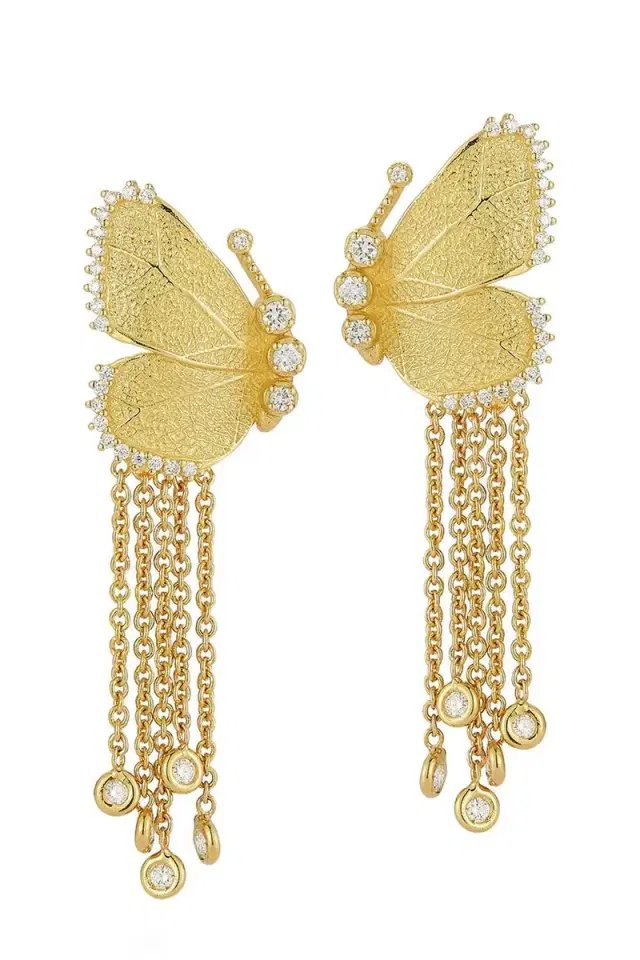 TANYA FARAH Diamond Half Wing Butterfly Earrings