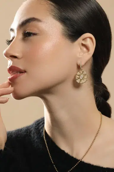 SUTRA Diamond Halo Shield Earrings | Thumbnail 2 SUTRA Diamond Halo Shield Earrings | Thumbnail 2