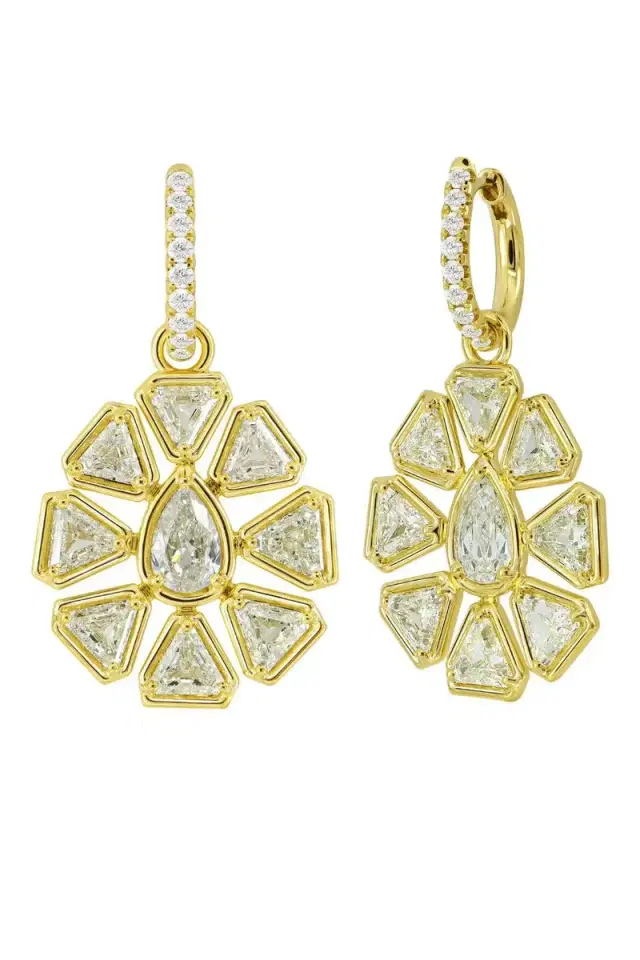 SUTRA Diamond Halo Shield Earrings