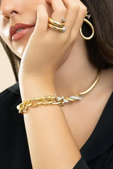 DAVID WEBB Diamond Hammered Bent Nail Link Bracelet | Thumbnail 4 DAVID WEBB Diamond Hammered Bent Nail Link Bracelet | Thumbnail 4