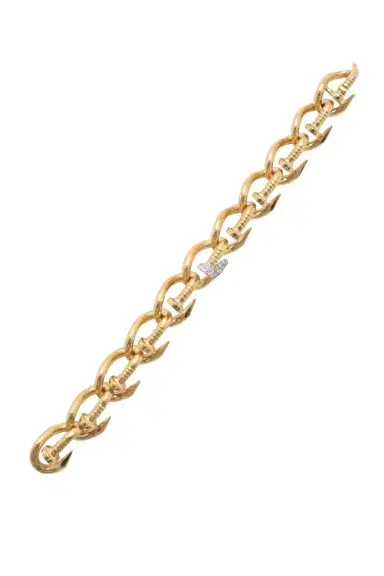 DAVID WEBB Diamond Hammered Bent Nail Link Bracelet | Thumbnail 1 DAVID WEBB Diamond Hammered Bent Nail Link Bracelet | Thumbnail 1