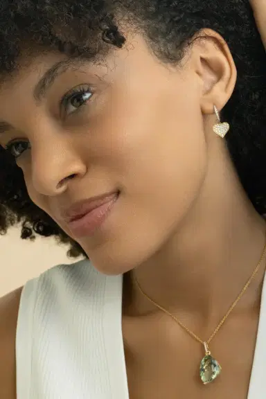 LISA NIK Diamond Heart Drop Earrings | Thumbnail 2