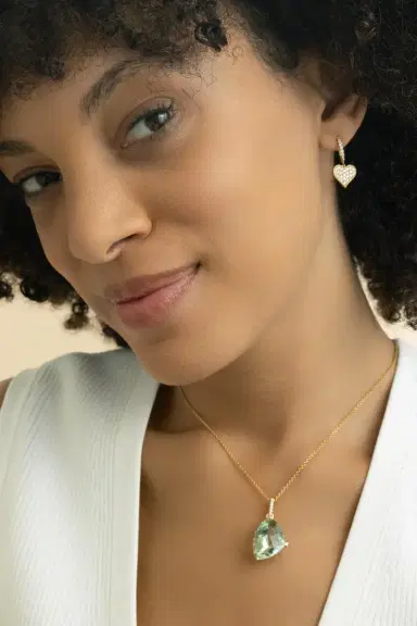 LISA NIK Diamond Heart Drop Earrings | Thumbnail 3