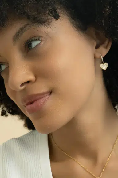 LISA NIK Diamond Heart Drop Earrings | Thumbnail 4