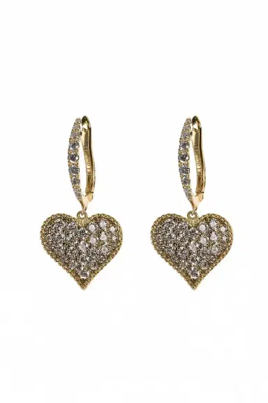 LISA NIK Diamond Heart Drop Earrings | Thumbnail 1