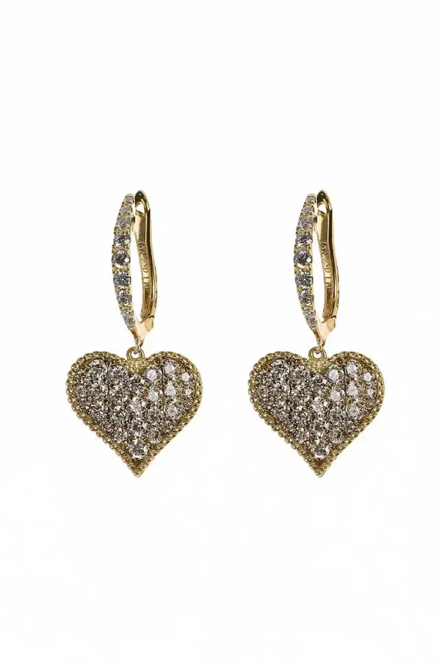 LISA NIK Diamond Heart Drop Earrings