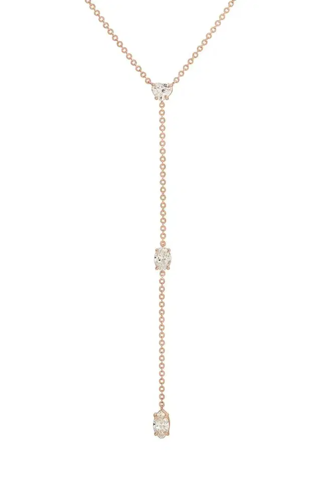 Anita Ko Diamond Heart Oval Short Lariat Necklace