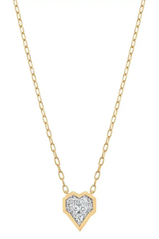 SARA WEINSTOCK Diamond Honey Comb Heart Necklace