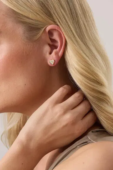 SARA WEINSTOCK Diamond Honey Comb Heart Stud Earrings | Thumbnail 2