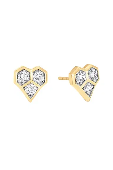SARA WEINSTOCK Diamond Honey Comb Heart Stud Earrings | Thumbnail 1