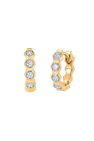 SARA WEINSTOCK Diamond Honey Comb Huggie Earrings | Thumbnail 1