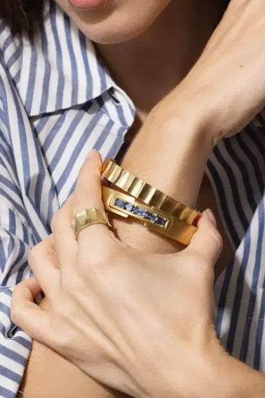 LEIGH MAXWELL Diamond Horizontal Wave Cuff Bracelet | Thumbnail 2