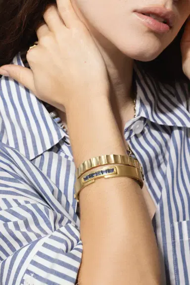 LEIGH MAXWELL Diamond Horizontal Wave Cuff Bracelet | Thumbnail 3