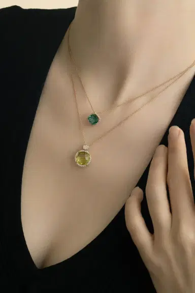 LISA NIK Diamond Indicolite Pendant Necklace | Thumbnail 3