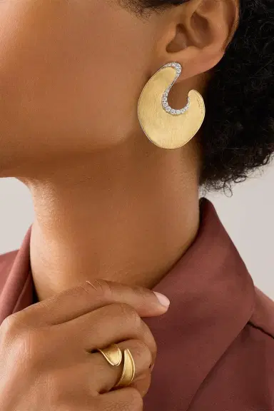 MARCO BICEGO Diamond Irregular Petal Statement Lunaria Earrings | Thumbnail 2