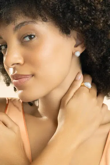 GRAZIELA Diamond Large Bahia Stud Earrings | Thumbnail 2