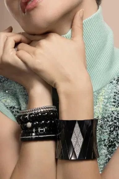 ROBERTO DEMEGLIO Diamond Large Black Diva Stretch Bracelet | Thumbnail 4