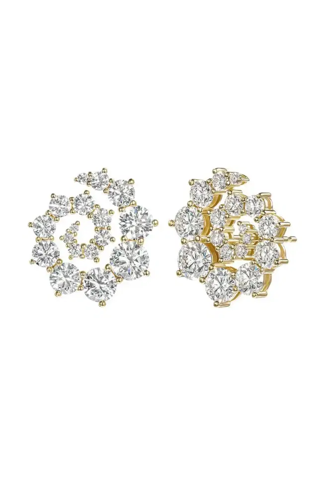 Melissa Kaye Diamond Large Riley Swirl Stud Earrings