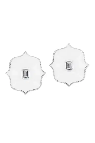 Bayco Diamond Large White Lotus Earrings | Thumbnail 1