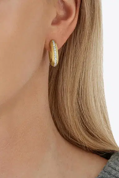 NANIS Diamond Line Libera Huggie Earrings | Thumbnail 2